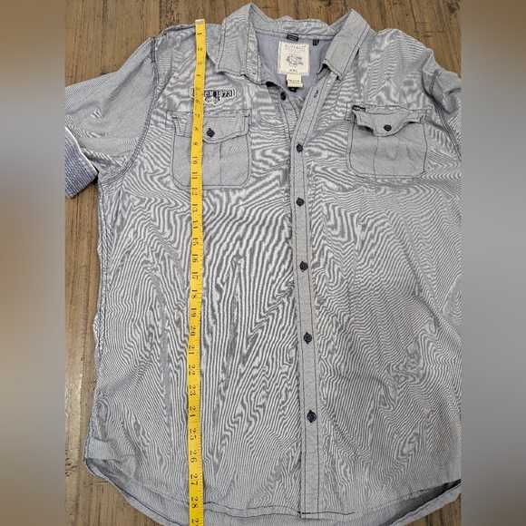 Buffalo David Bitton Short Sleeve Striped Button Down Shirt,Rolled Cuff,Size XXL - Picture 7 of 7